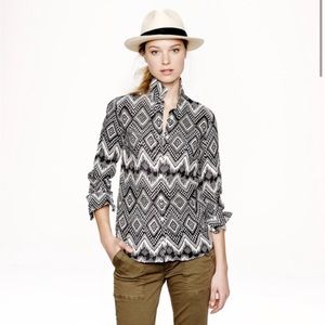 J. Crew Linen Boy Shirt in Diamond Ikat print